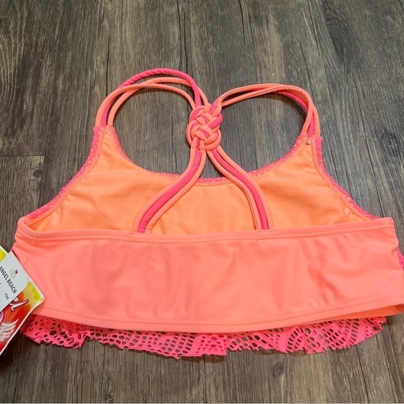 NWT Angel Beach Pink Crop Top Bathing Suit Top Juniors Size 16 - Picture 10 of 10